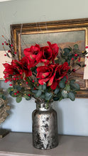 The Ultimate faux red Amaryllis, berried Eucalyptus and Rosehips bouquet