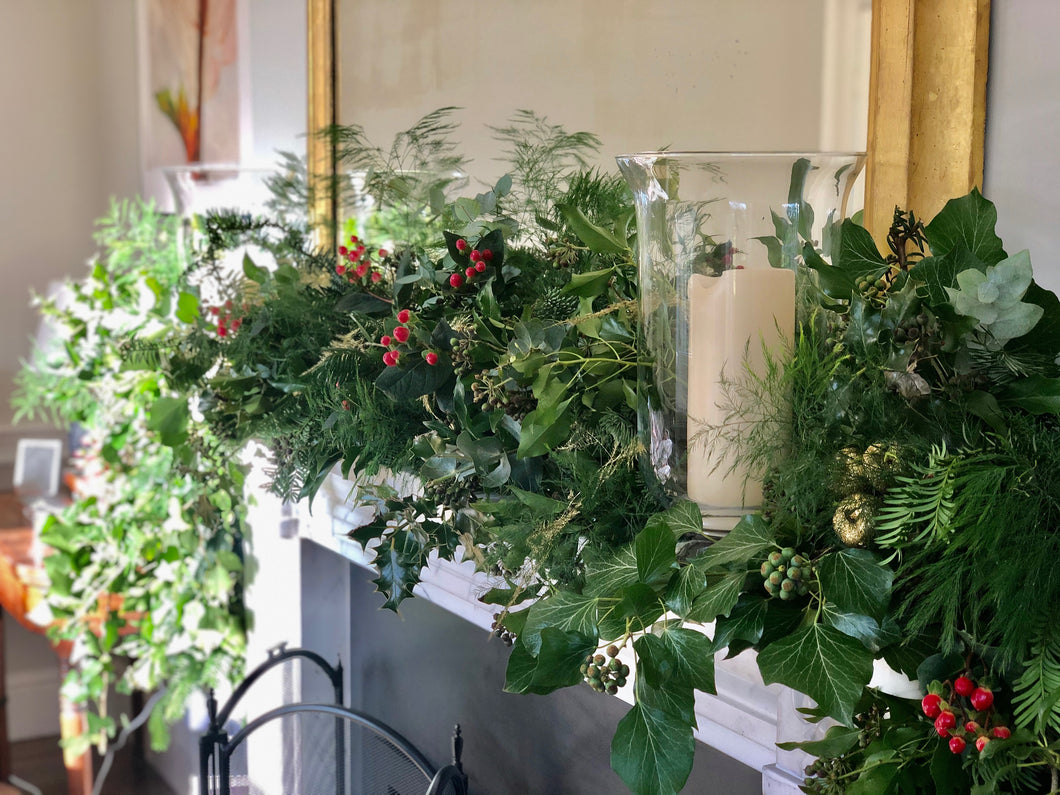 Evergreen Christmas Mantel